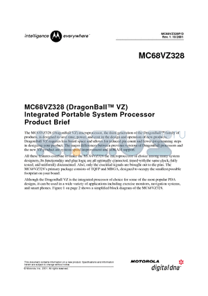 MC68VZ328P datasheet - Integrated Portable System Processor Product Brief