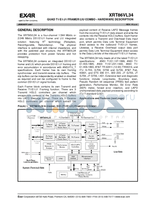 XRT86VL34 datasheet - QUAD T1/E1/J1 FRAMER/LIU COMBO - HARDWARE DESCRIPTION