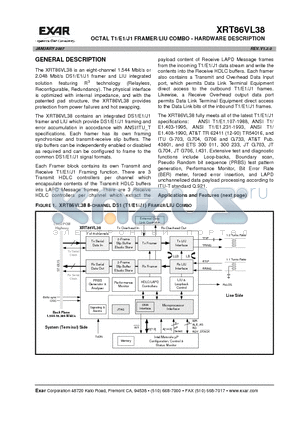 XRT86VL38IB datasheet - OCTAL T1/E1/J1 FRAMER/LIU COMBO - HARDWARE DESCRIPTION