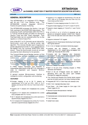 XRT86SH328 datasheet - 28-CHANNEL SONET/SDH VT MAPPER REGISTER DESCRIPTION WITH M13