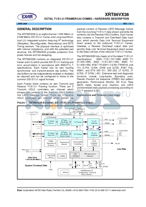 XRT86VX38 datasheet - OCTAL T1/E1/J1 FRAMER/LIU COMBO - HARDWARE DESCRIPTION