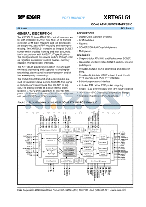 XRT95L51IB datasheet - OC-48 ATM UNI/POS/MAPPER IC