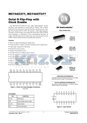 MC74AC377DWR2 datasheet - Octal D Flip−Flop with Clock Enable
