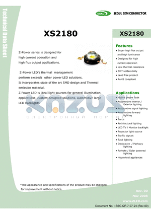 XS2180 datasheet - Z Power LED