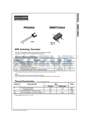 PN2369A datasheet - NPN Switching Transistor