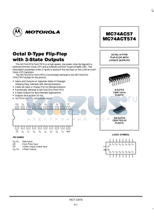 MC74ACT574DW datasheet - OCTAL D-TYPE FLIP-FLOP WITH 3-STATE OUTPUTS