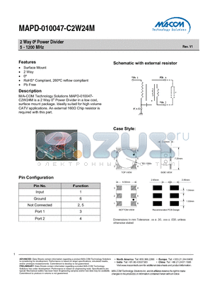 JC-168A datasheet - 2 Way Power Divider