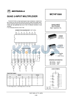 MC74F158N datasheet - QUAD 2-INPUT MULTIPLEXER