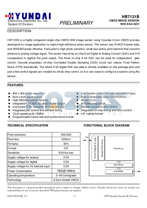 HB7121BELECTRONICS datasheet - CMOS IMAGE SENSOR With 8-bit ADC