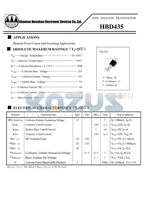 HBD435 datasheet - NPN SILICON TRANSISTOR