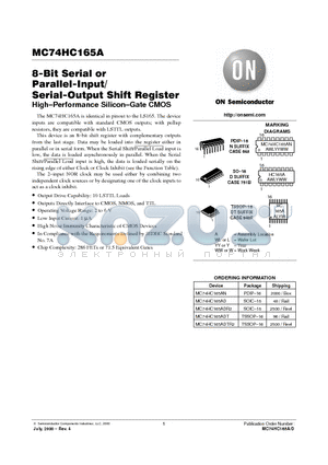 MC74HC165AN datasheet - 8-Bit Serial or Parallel-Input/Serial-Output Shift Register