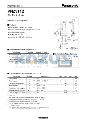 PNZ3112 datasheet - PIN Photodiode