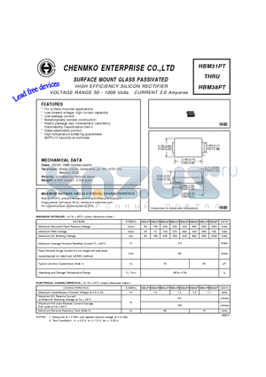 HBM31PT datasheet - HIGH EFFICIENCY SILICON RECTIFIER