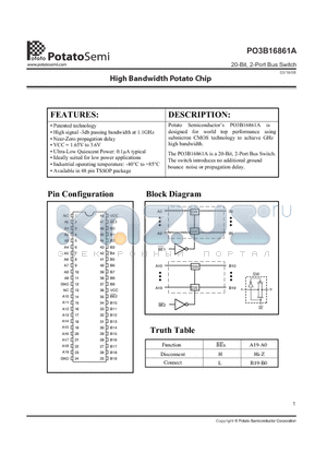 PO3B16861ATU datasheet - 20-Bit, 2-Port Bus Switch