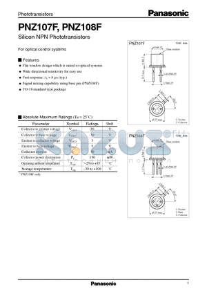 PNZ107F datasheet - Silicon NPN Phototransistors