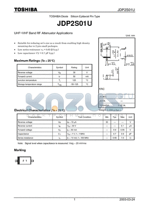 JDP2S01U datasheet - UHF~VHF Band RF Attenuator Applications