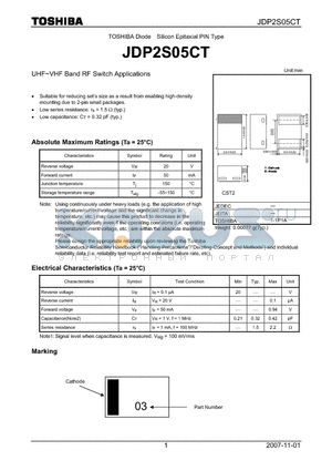 JDP2S05CT datasheet - UHF~VHF Band RF Switch Applications