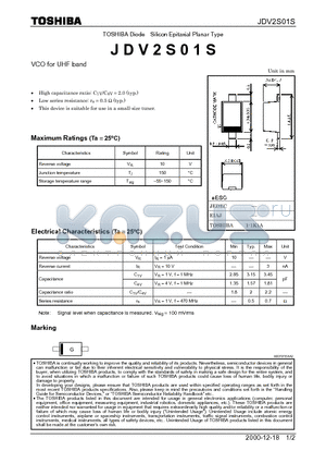 JDV2S01S datasheet - TOSHIBA Diode Silicon Epitaxial Planar Type