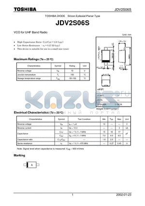 JDV2S06S datasheet - TOSHIBA DIODE Silicon Epitaxial Planar Type