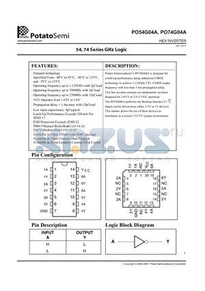 PO74G04ASU datasheet - HEX INVERTER