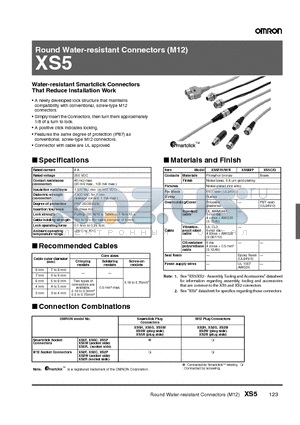 XS5W-D421-D81-P datasheet - Round Water-resistant Connectors (M12)