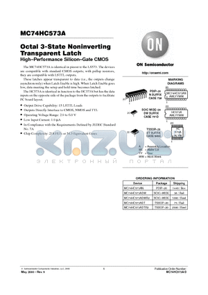 MC74HC573ADT datasheet - Octal 3-State Noninverting Transparent Latch