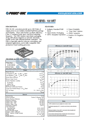 HBS100ZE-A datasheet - HBS SERIES - 100 WATT