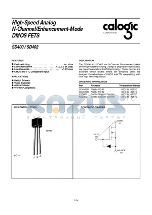 XSD400 datasheet - High-Speed Analog N-Channel/Enhancement-Mode DMOS FETS