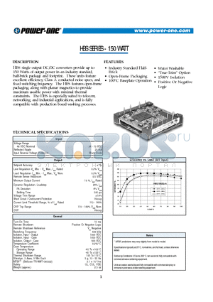 HBS150ZH-A datasheet - HBS SERIES - 150 WATT