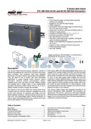 XSERIES datasheet - 375, 500 Watt AC-DC and DC-DC DIN-Rail Converters