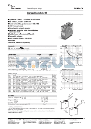 XT374R24 datasheet - Interface Plug-in Relay