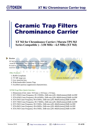 XT4.43MJ datasheet - XT MJ Chrominance Carrier trap