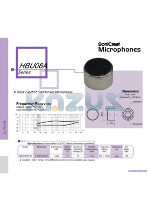 HBU0803A-64 datasheet - Back Electret Condenser Microphone