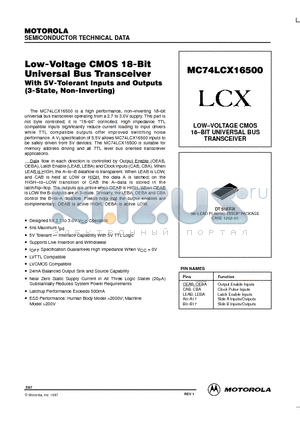 MC74LCX16500 datasheet - LOW-VOLTAGE CMOS 18-BIT UNIVERSAL BUS TRANSCEIVER