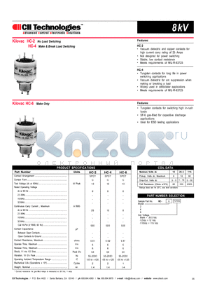 HC-2/115VDC datasheet - Make & Break Load Switching