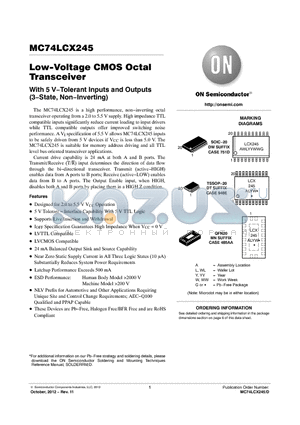 MC74LCX245DWR2G datasheet - Low-Voltage CMOS Octal Transceiver
