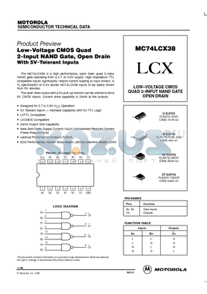 MC74LCX38SD datasheet - LOW-VOLTAGE CMOS QUAD 2-INPUT NAND GATE OPEN DRAIN