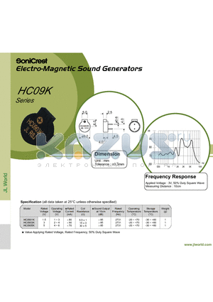 HC0903K datasheet - Electro-Magnetic Sound Generators