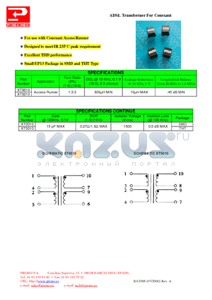 XT5010 datasheet - ADSL Transformer For Conexant