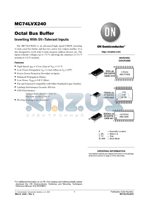 MC74LVX240M datasheet - Octal Bus Buffer Inverting With 5V−Tolerant Inputs