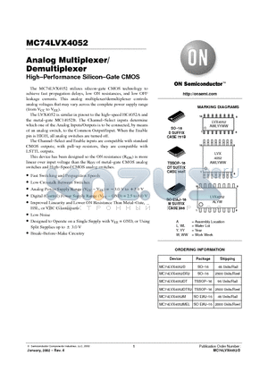 MC74LVX4052 datasheet - Analog Multiplexer/ Demultiplexer