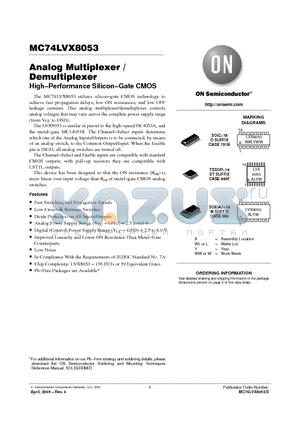 MC74LVX8053MG datasheet - Analog Multiplexer / Demultiplexer High−Performance Silicon−Gate CMOS