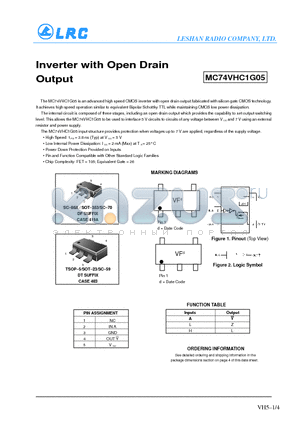 MC74VHC1G05 datasheet - Inverter with Open Drain Output