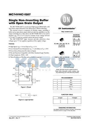 MC74VHC1G07DFT1G datasheet - Single Non-Inverting Buffer with Open Drain Output