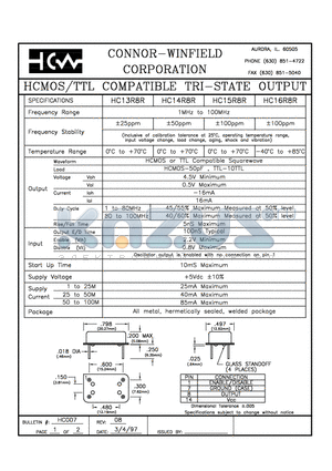 HC14R8R datasheet - HCMOS/TTL COMPATIBLE TRI-STATE OUTPUT