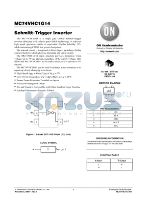 MC74VHC1G14 datasheet - Schmitt-Trigger Inverter