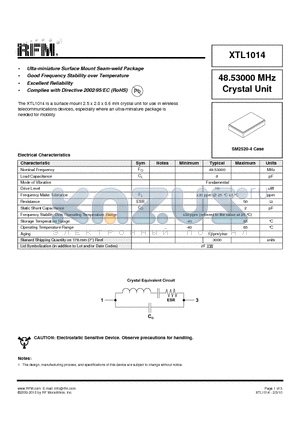 XTL1014 datasheet - Ulta-miniature Surface Mount Seam-weld Package