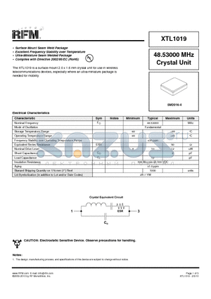 XTL1019 datasheet - Surface Mount Seam Weld Package