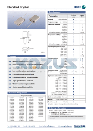 HC49/351DF datasheet - STANDARD CRYSTAL