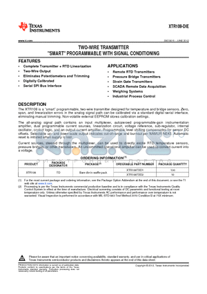 XTR108TDD2 datasheet - TWO-WIRE TRANSMITTER